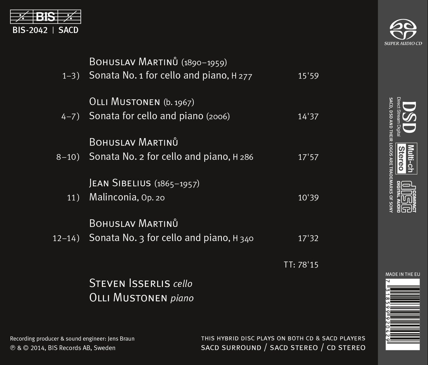 Martinu: Cello Sonatas Nos. 1-3