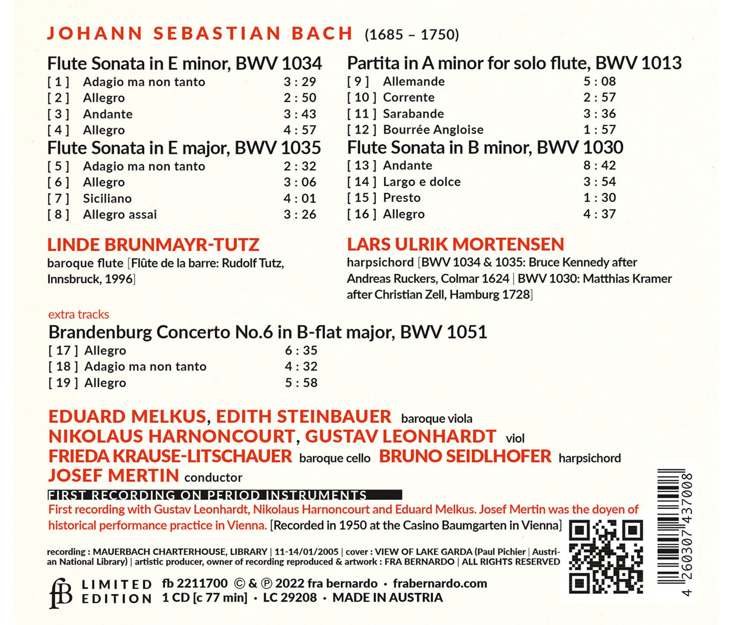 J.S. Bach: Flute Sonatas BWV 1030, 1034 & 1035, Partita BWV
