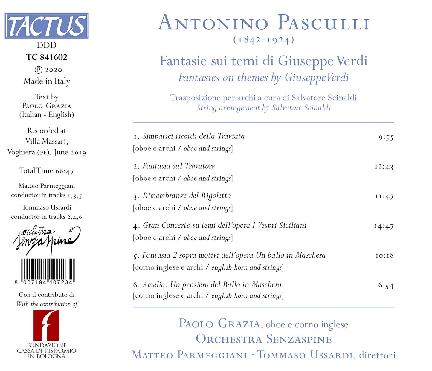 Pasculli: Fantasies on themes by Giuseppe Verdi
