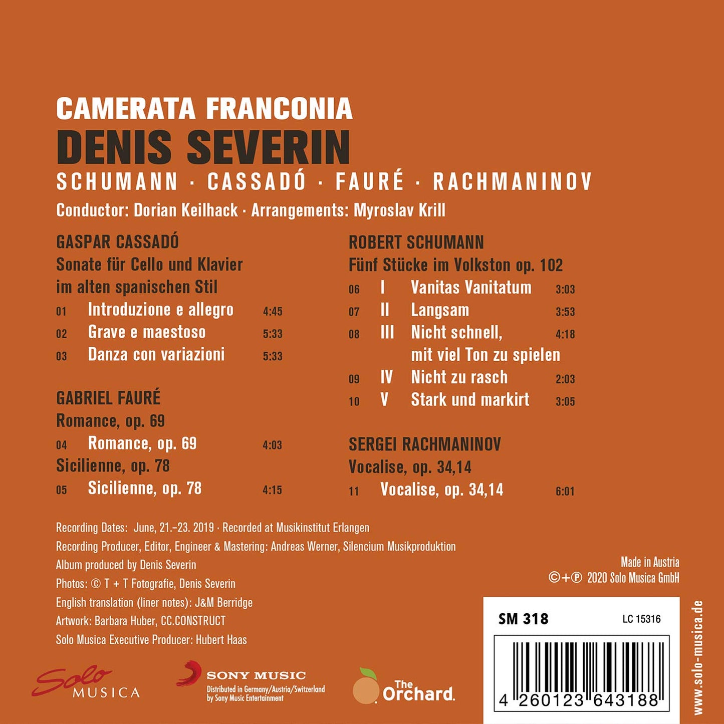 Schumann - Cassadó - Fauré - Rachmaninov