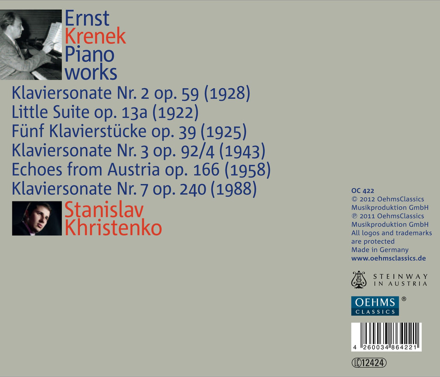 Krenek: Piano Works