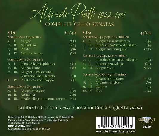Piatti: Complete Cello Sonatas
