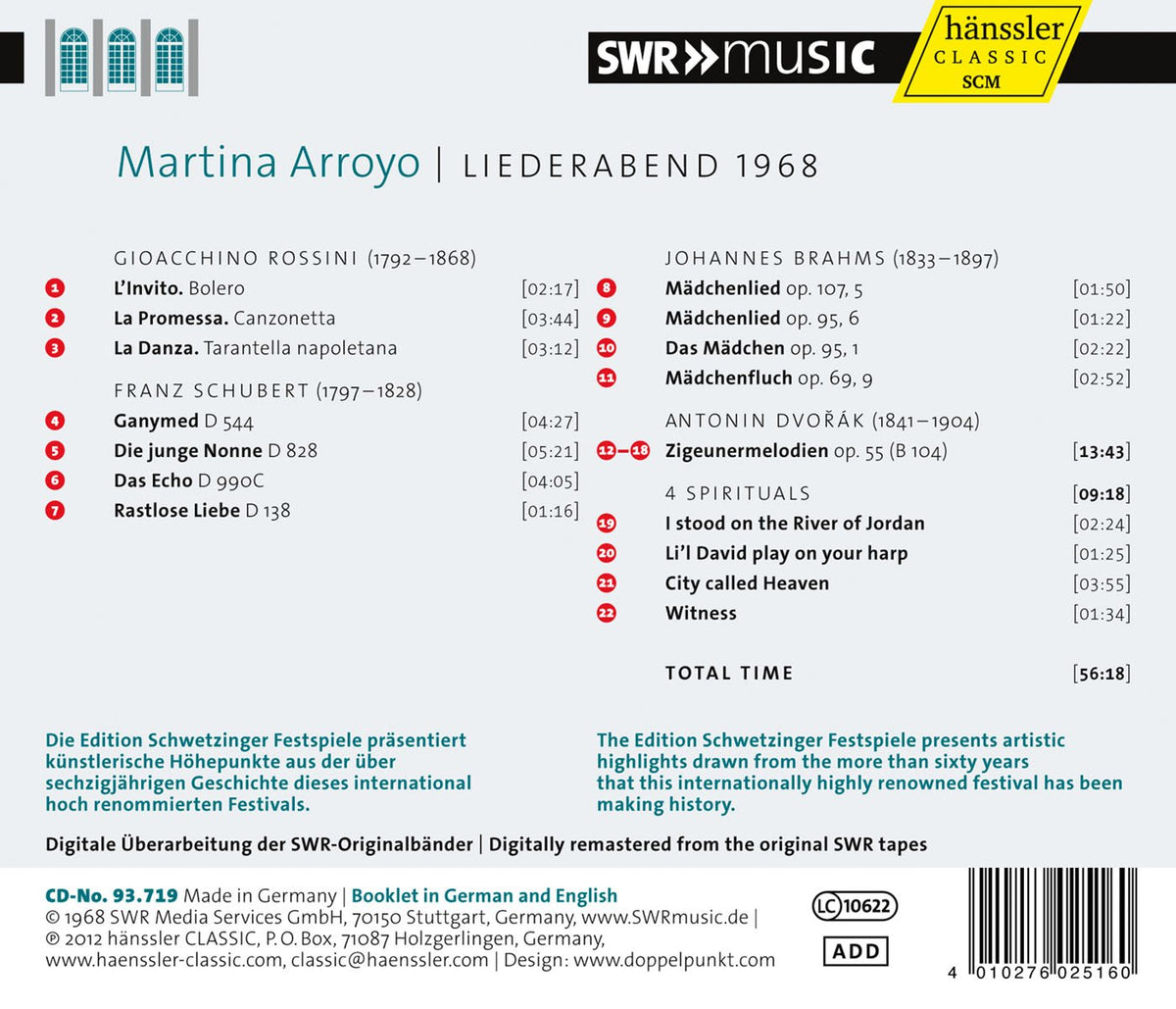Martina Arroyo: Liederabend 1968