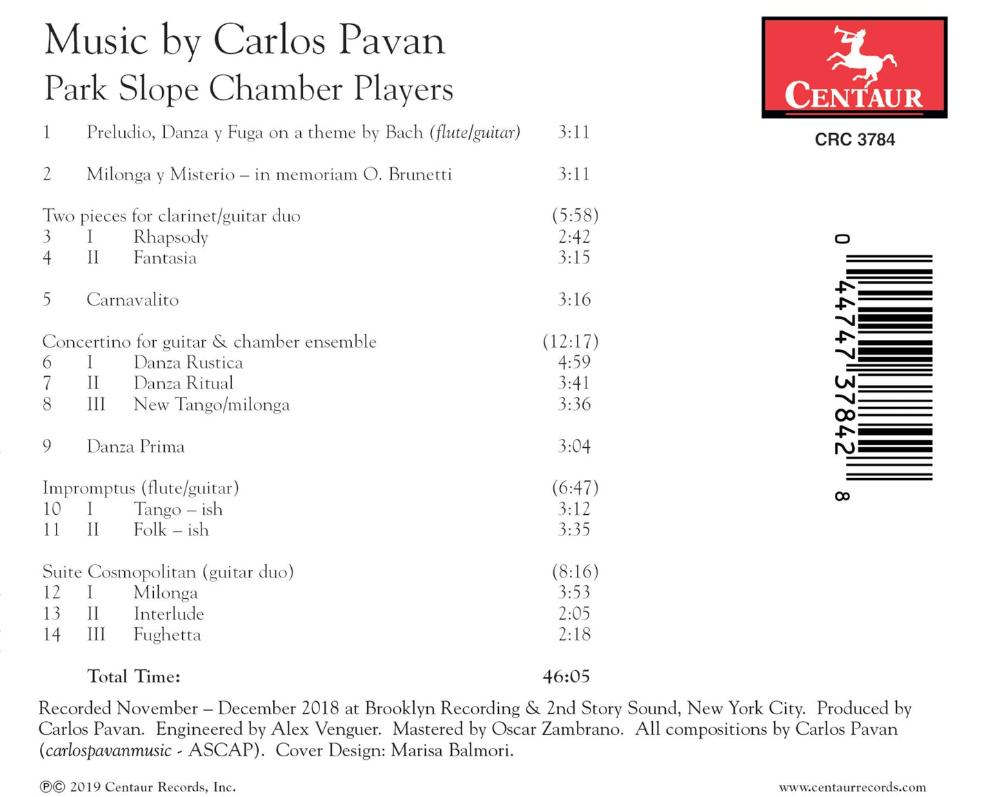 Music by Carlos Pavan: New Music for Guitar, Duets and Ensem