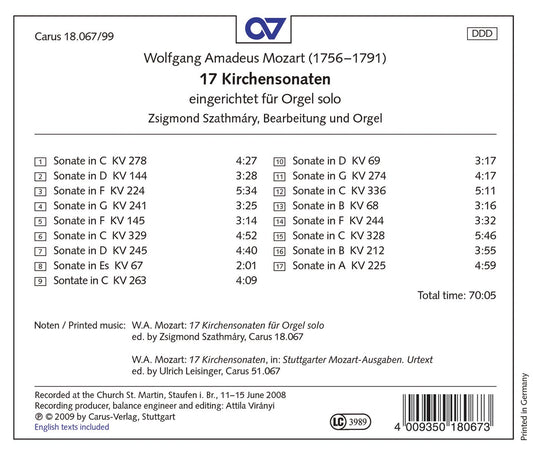Mozart: 17 Church Sonatas