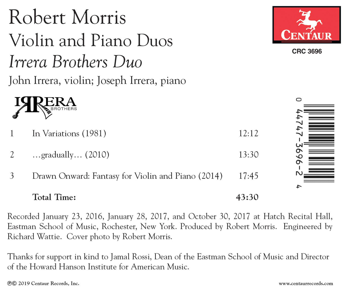 Robert Morris: Violin and Piano Duos
