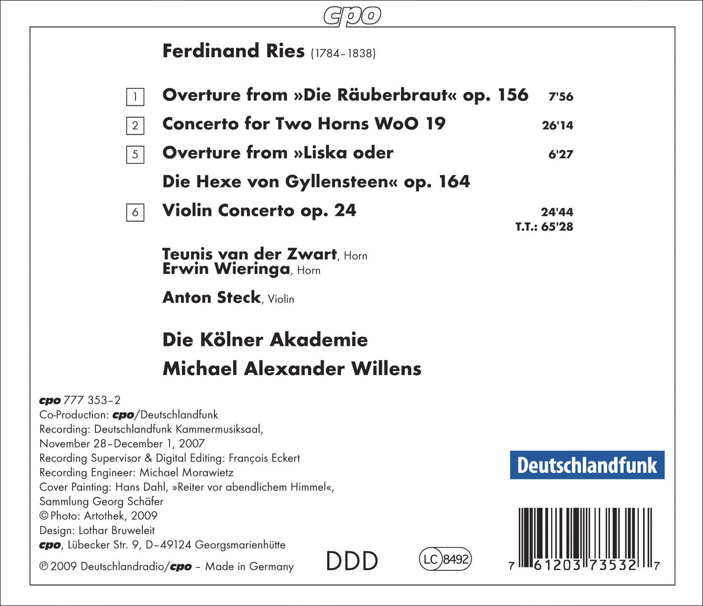 Ries, F.: Concerto for 2 Horns, Woo 19 / Violin Concerto No.