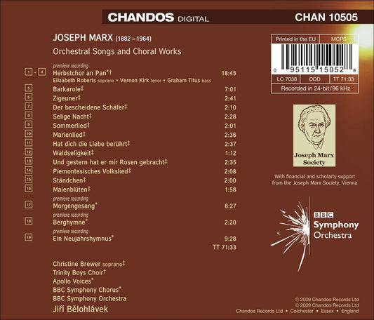 Marx, J.: Orchestral Songs / Choral Music