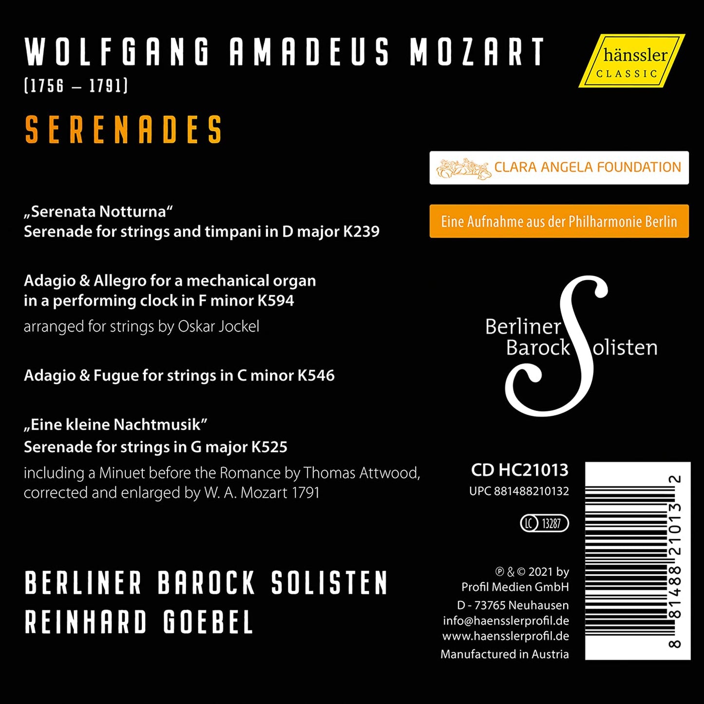 Mozart Serenades - Berliner Barock Solisten & Reinhard Goebe