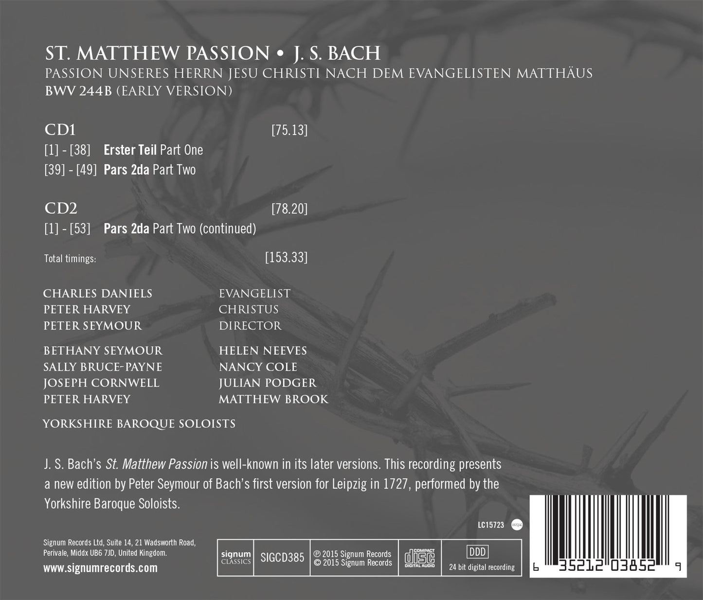 J.S. Bach: St. Matthew Passion, BWV 244b