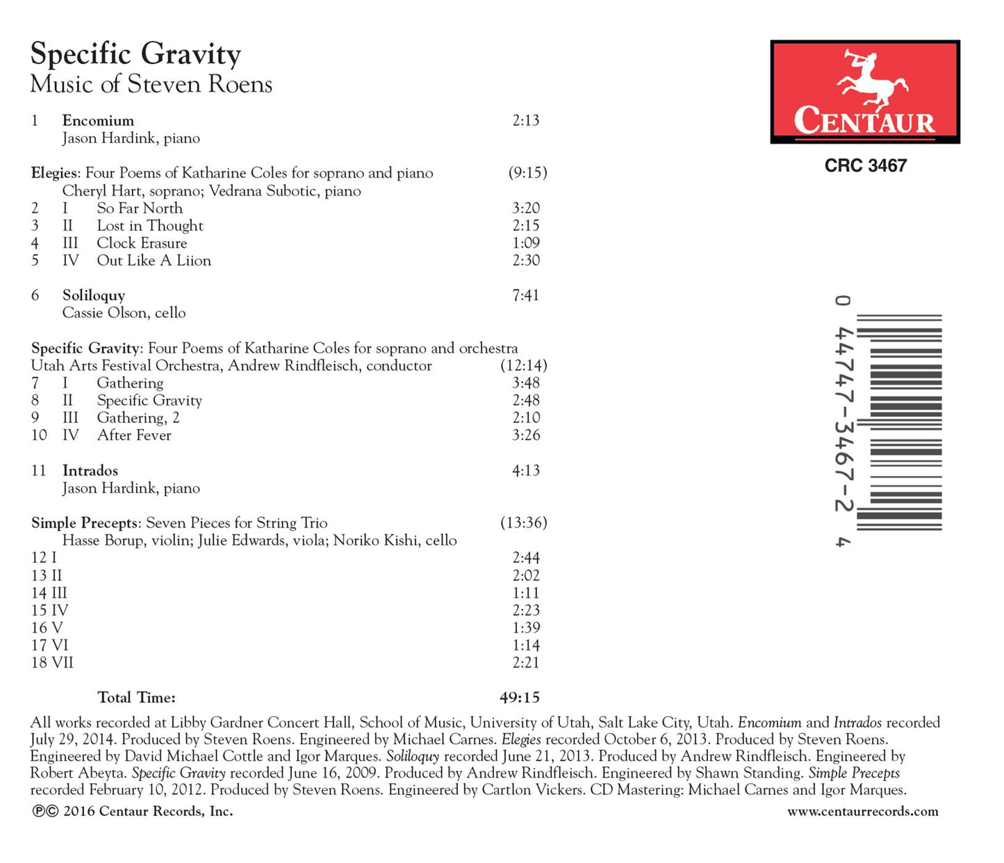 Specific Gravity: Music of Steven Roens