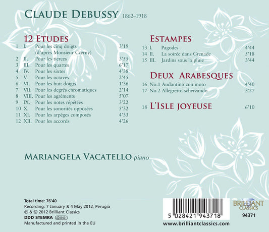 Debussy: 12 Etudes - Estampes - 2 Arabesques - L'isle joyeus