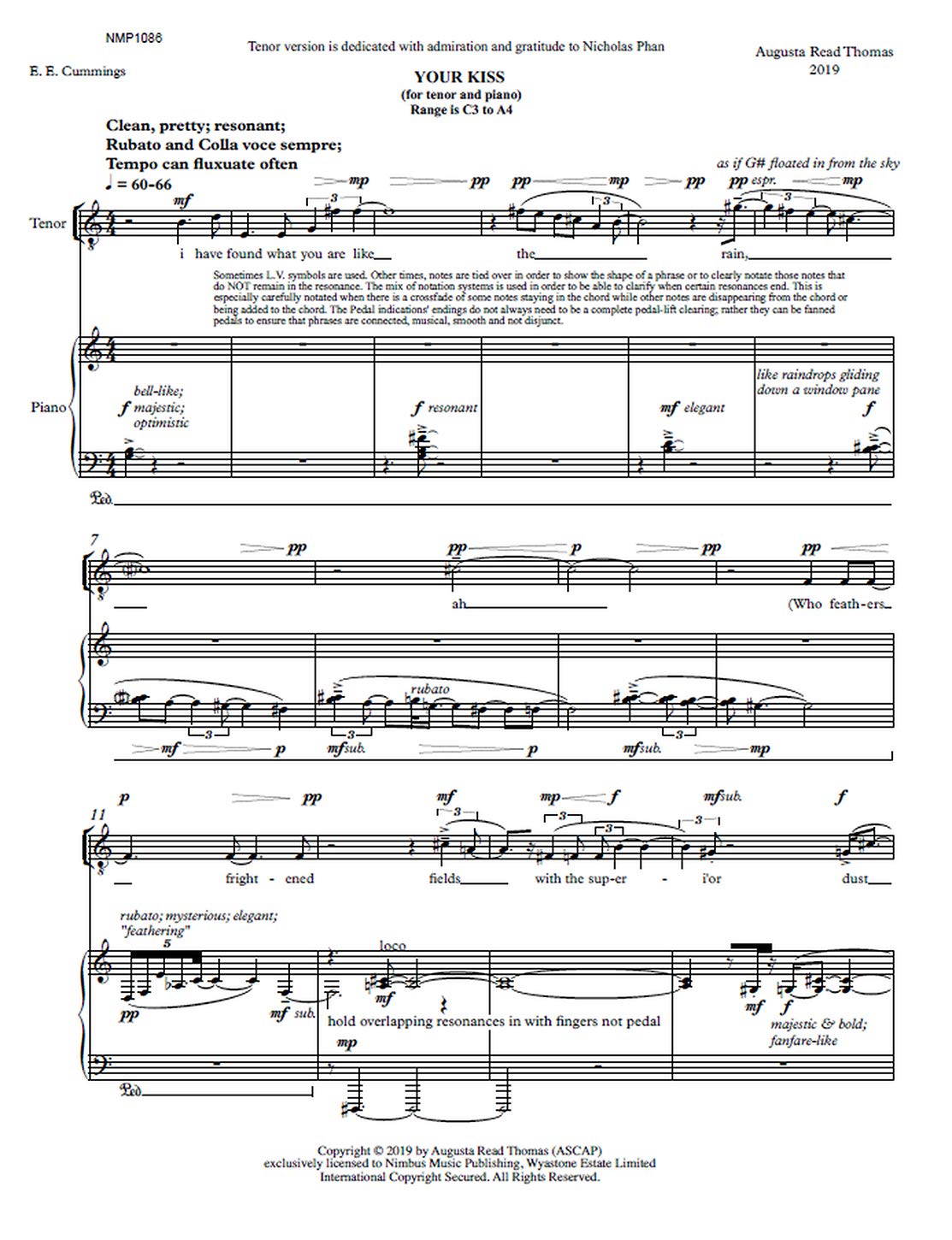 YOUR KISS FOR TENOR & PIANO