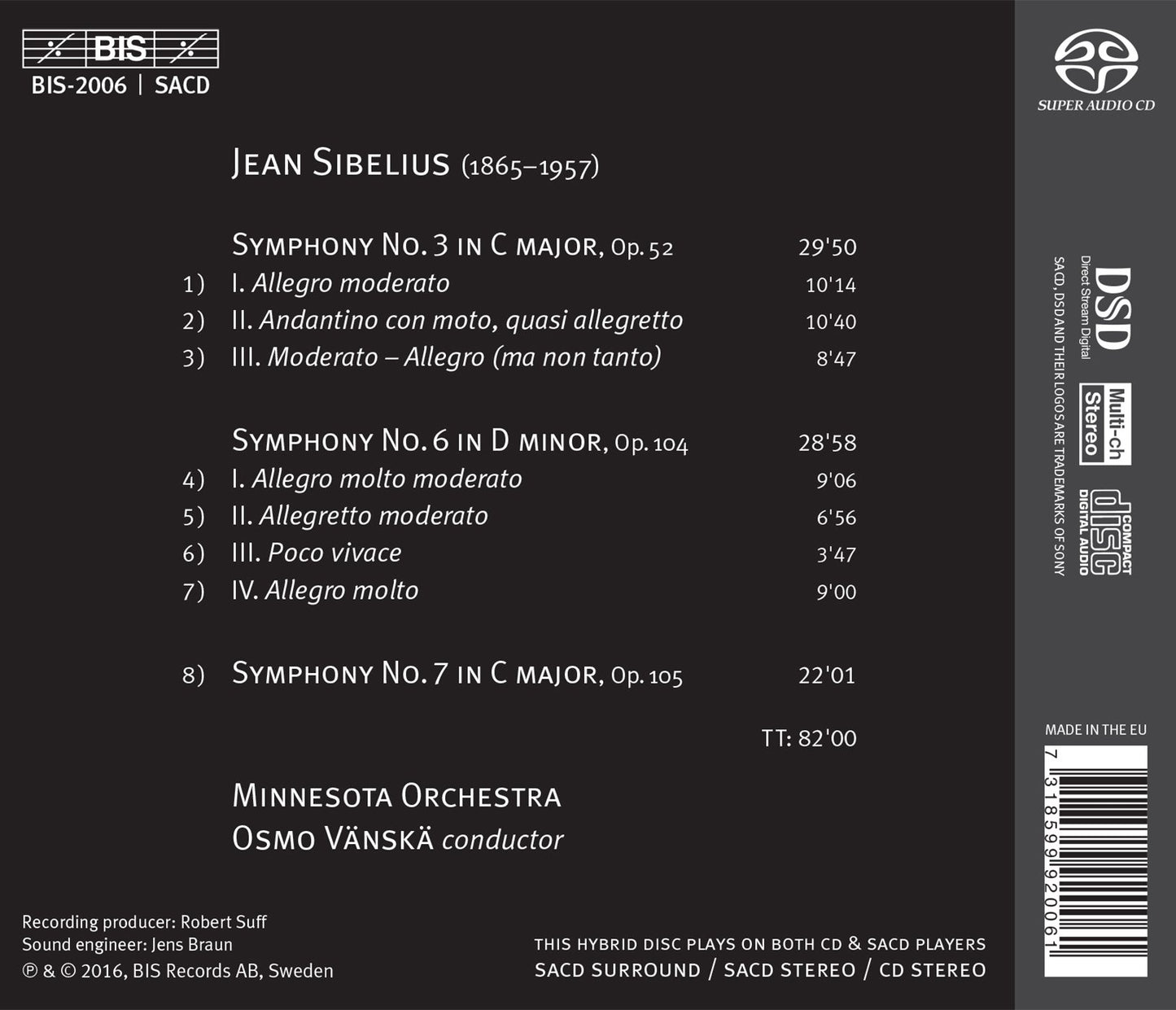 Sibelius: Symphonies Nos. 3, 6 & 7