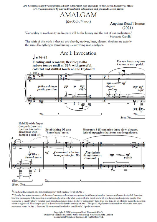 AMALGAM FOR SOLO PIANO
