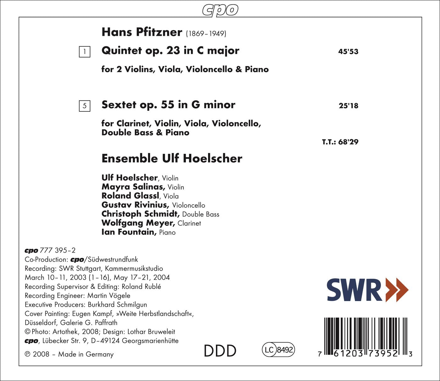 Pfitzner, H.: Piano Quintet, Op. 23 / Sextet, Op. 55
