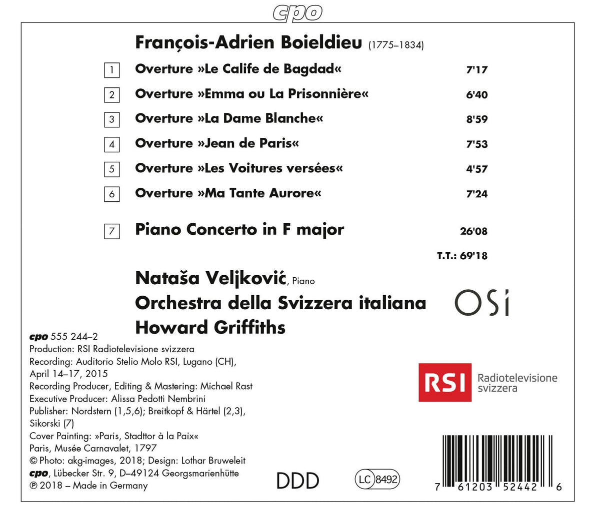 Boieldieu: Piano Concerto & Six Overtures
