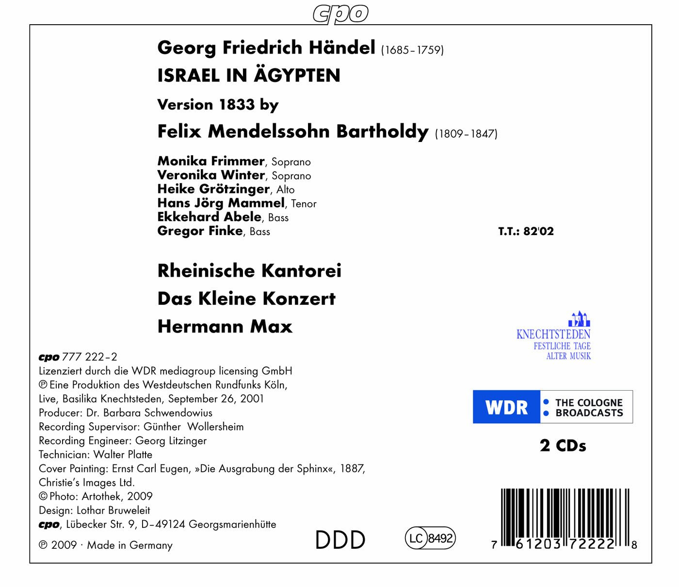 Handel: Israel in Egypt, HWV 54 (Arr. F. Mendelssohn)