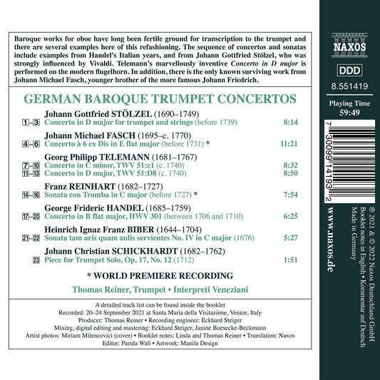 Fasch, Stolzel & Telemann: German Baroque Trumpet Concertos