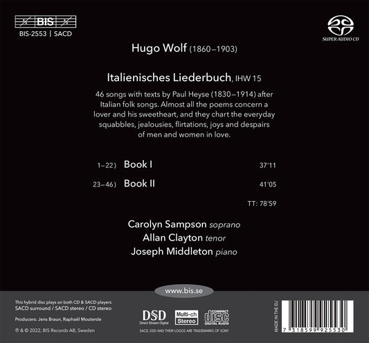 Wolf: Italienisches Liederbuch Carolyn Sampson, Allan Clayton, Joseph Middleton
