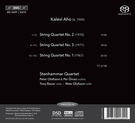 Aho: String Quartets Nos. 1 - 3