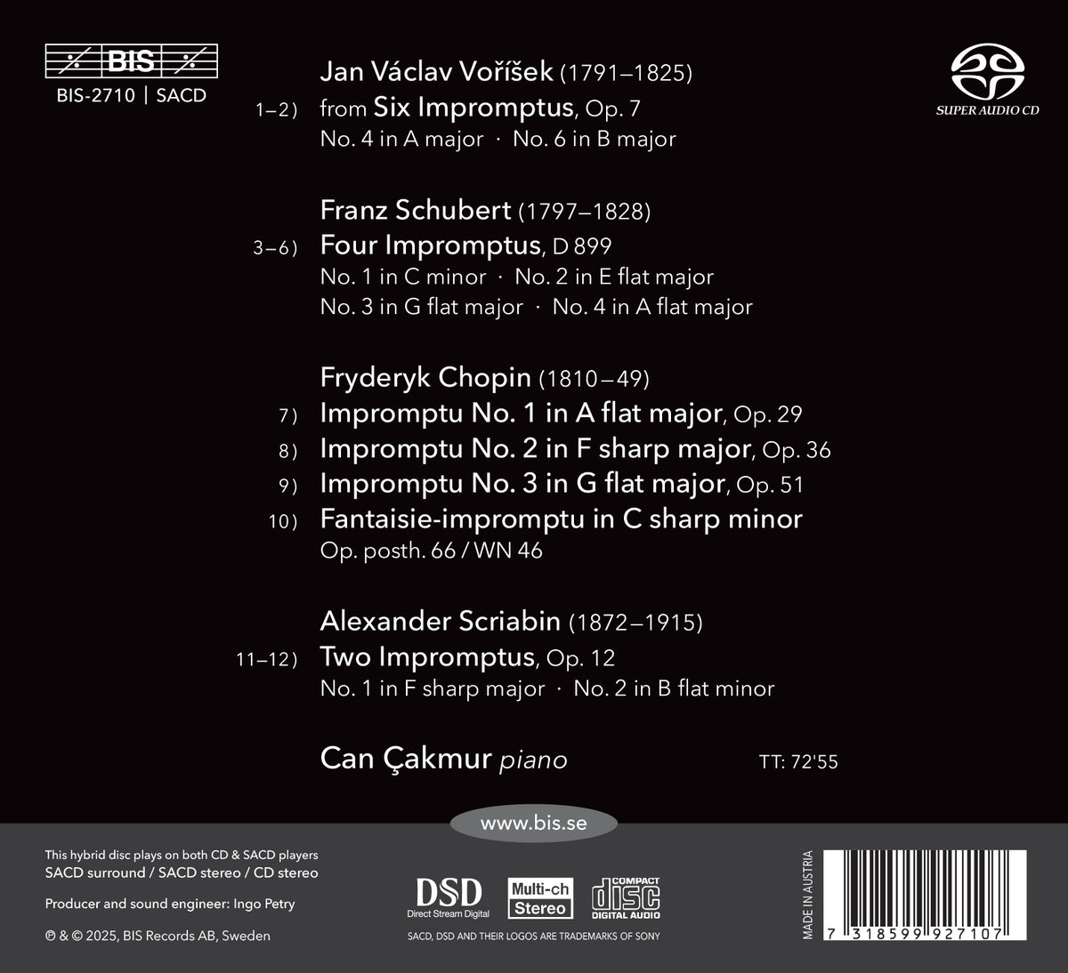 Schubert + Vorisek + Chopin + Scriabin