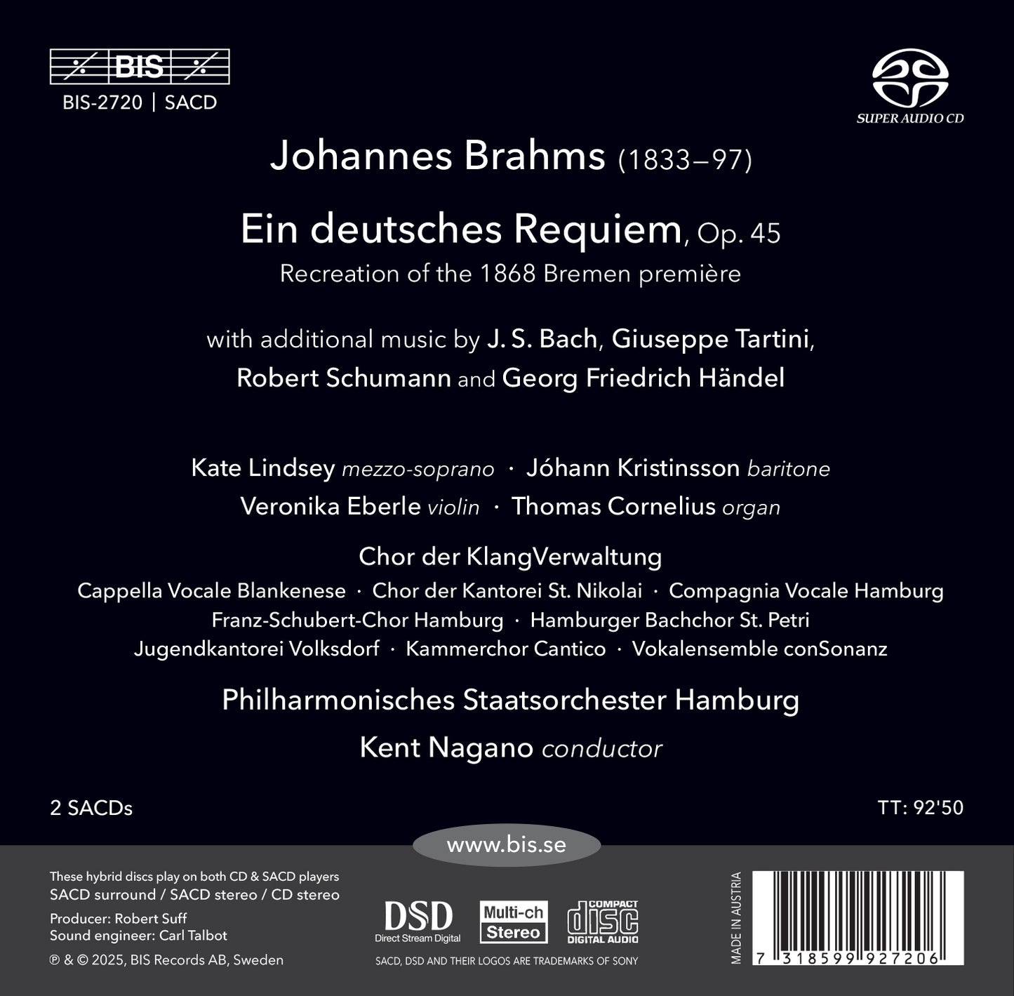 Brahms: Ein deutsches Requiem (Recreation of the 1868 Bremen