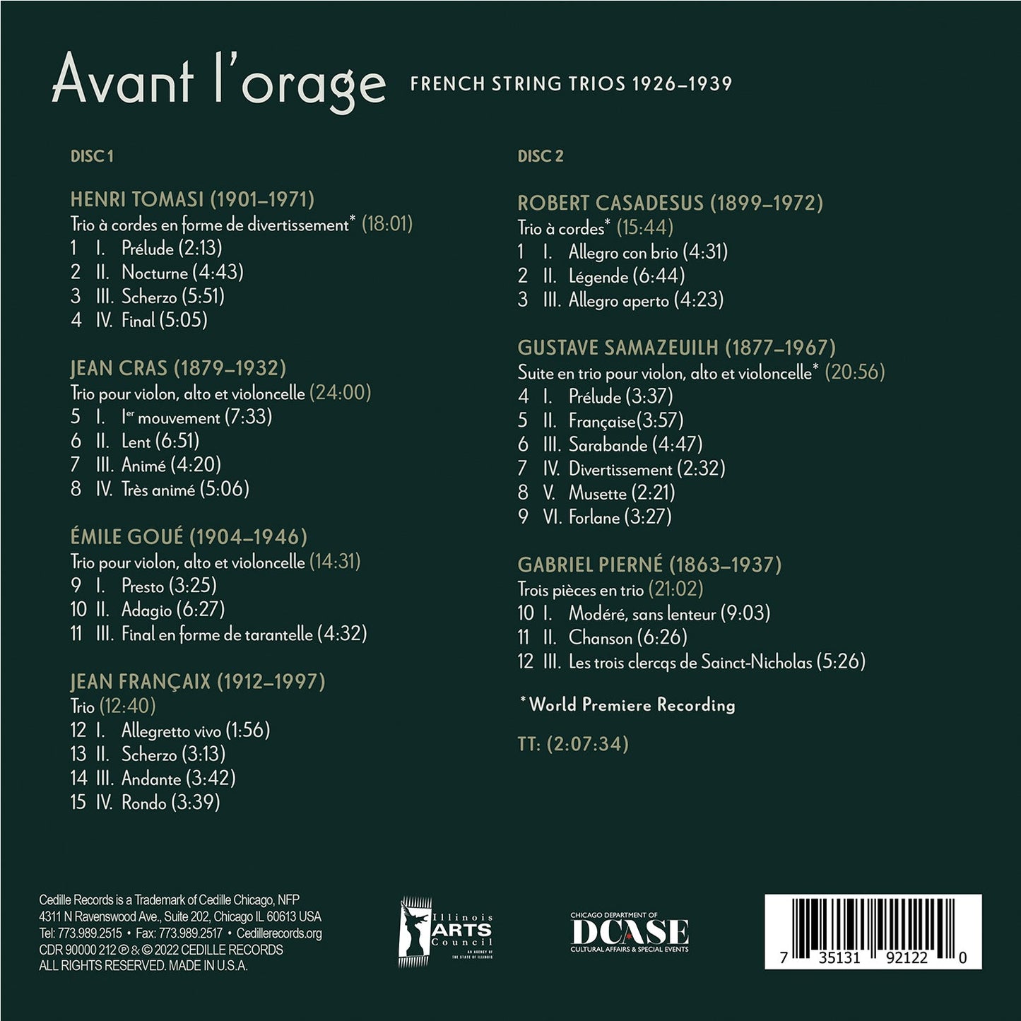 Avant l’orage - French String Trios 1926–1939