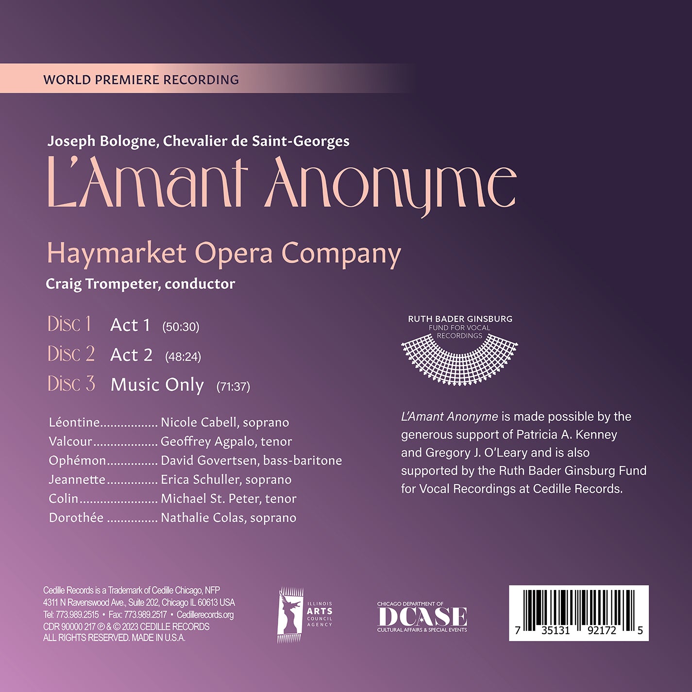 Bologne & Saint-Georges: L'Amant Anonyme