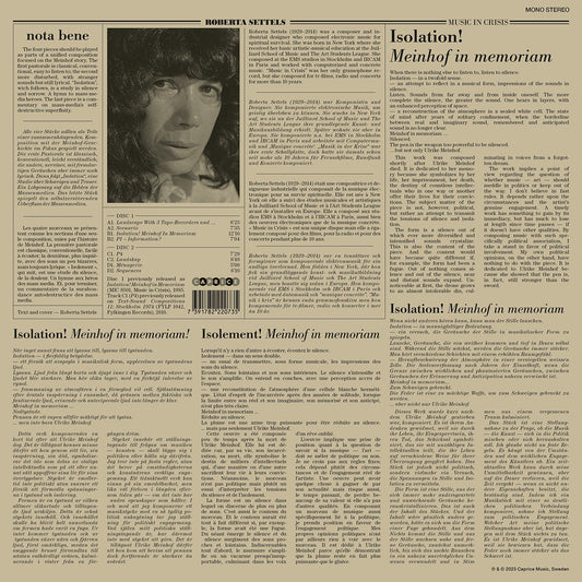 Settels: Music In Crisis Roberta Settels
