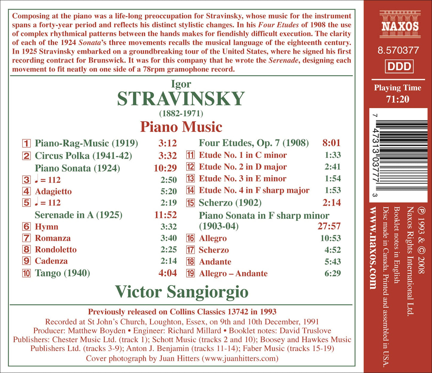 STRAVINSKY: Music for Piano Solo