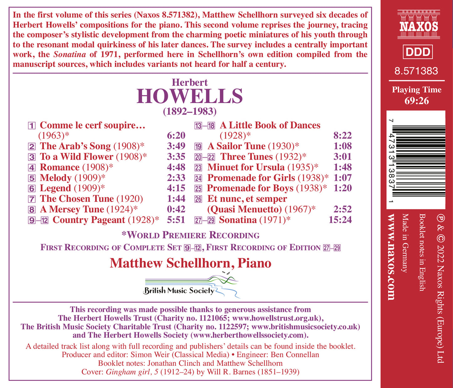 Howells: Piano Music, Vol. 2