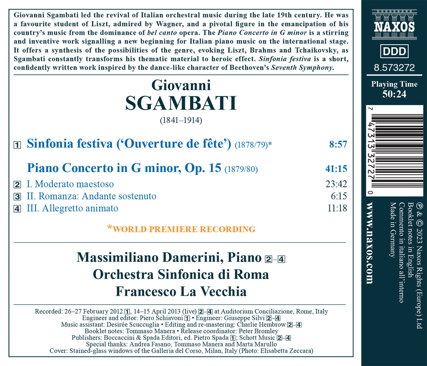 Sgambati: Sinfonia Festiva (Ouverture De Fete); Piano Concer