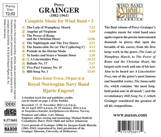 Grainger: Complete Music For Wind Band, Vol. 3