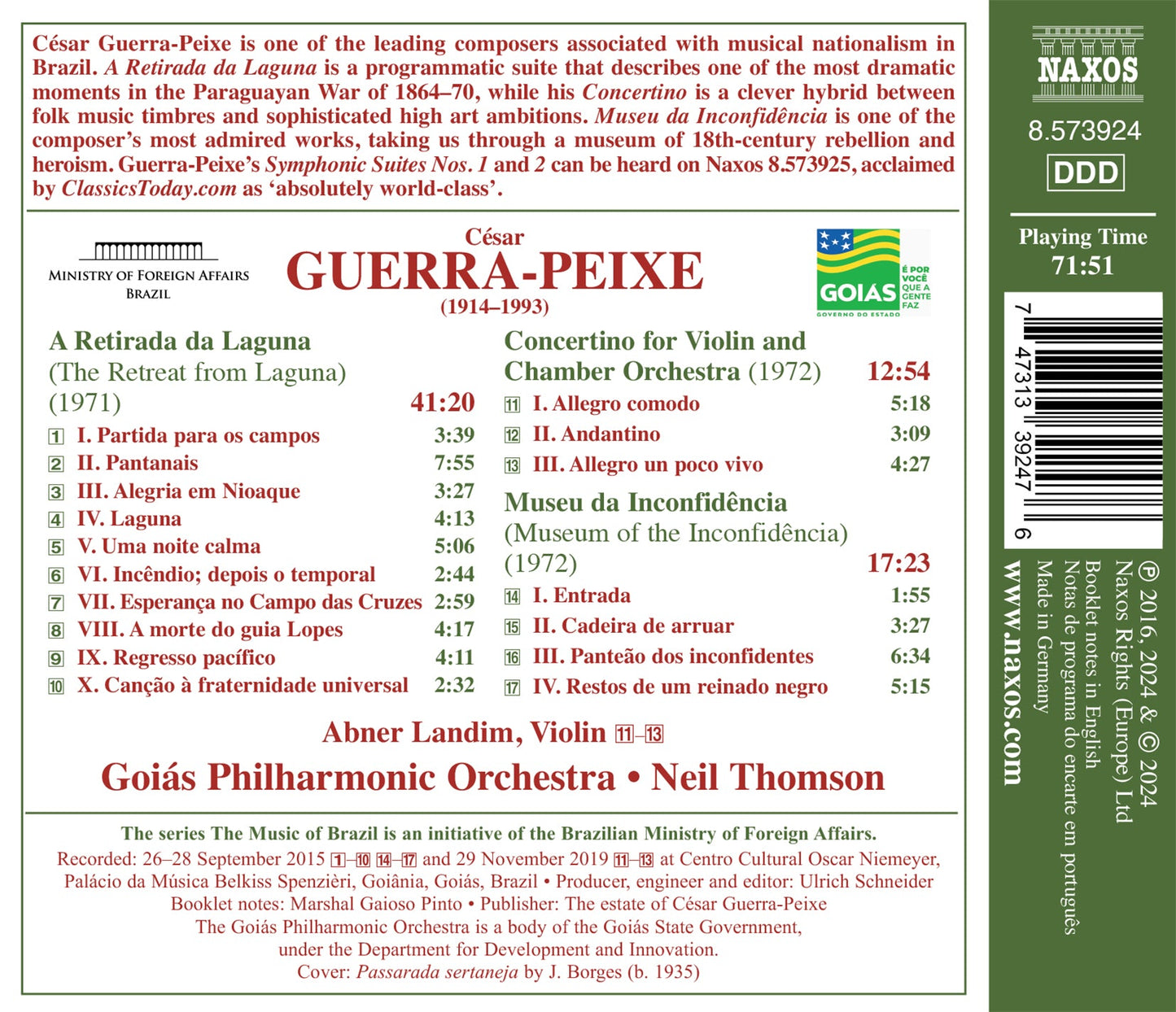 Guerra-Peixe: A Retirada da Laguna etc. / Goiás Philharmonic Orchestra