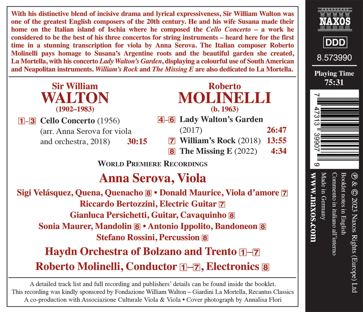 Walton: Cello Concerto (arr. for viola & orchestra by Anna S