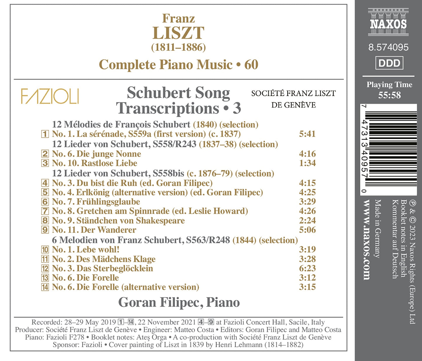 Liszt: Schubert Song Transcriptions, Vol. 3