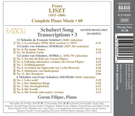 Liszt: Schubert Song Transcriptions, Vol. 3