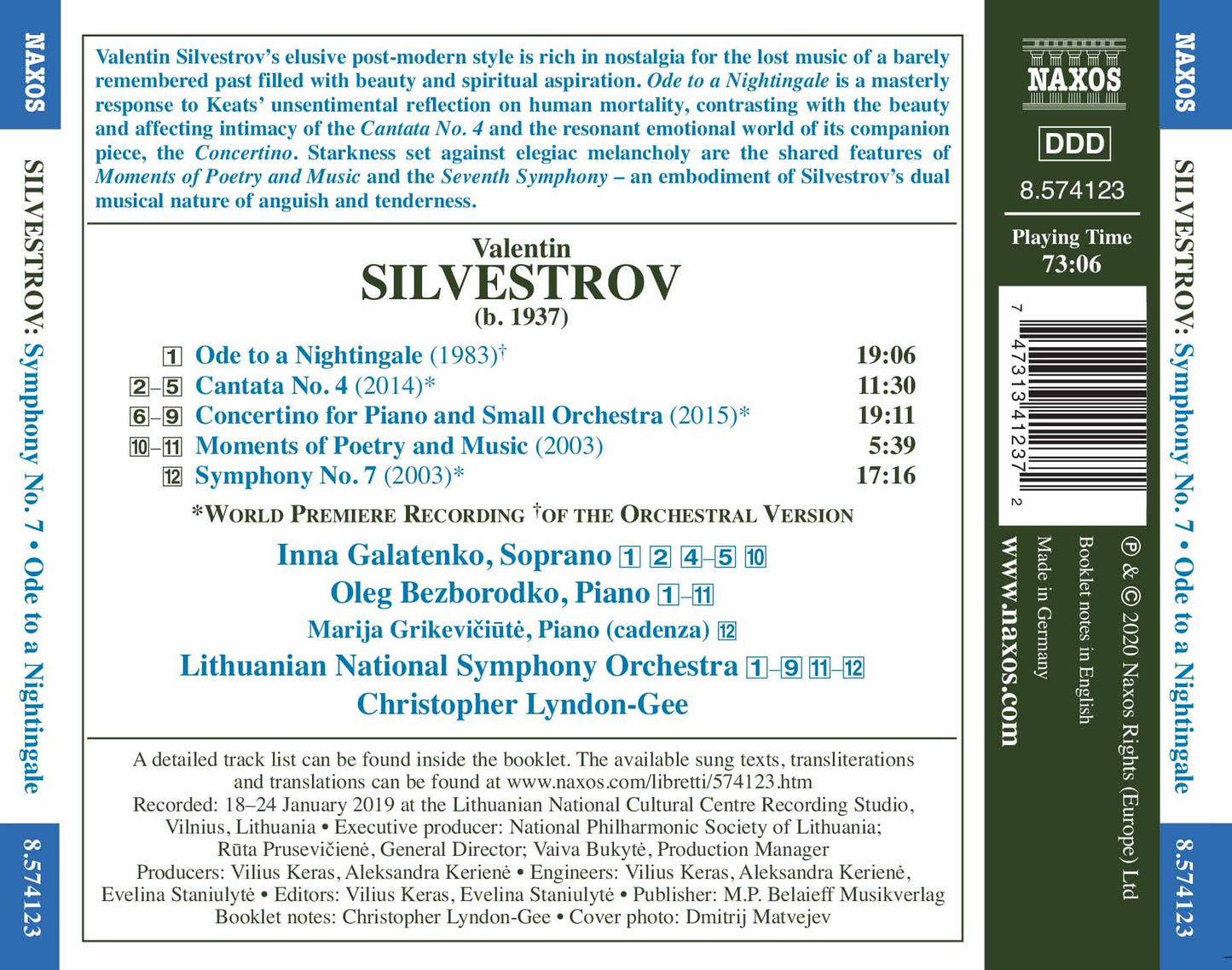 Silvestrov: Ode to a Nightingale - Symphony No. 7 - Piano Co