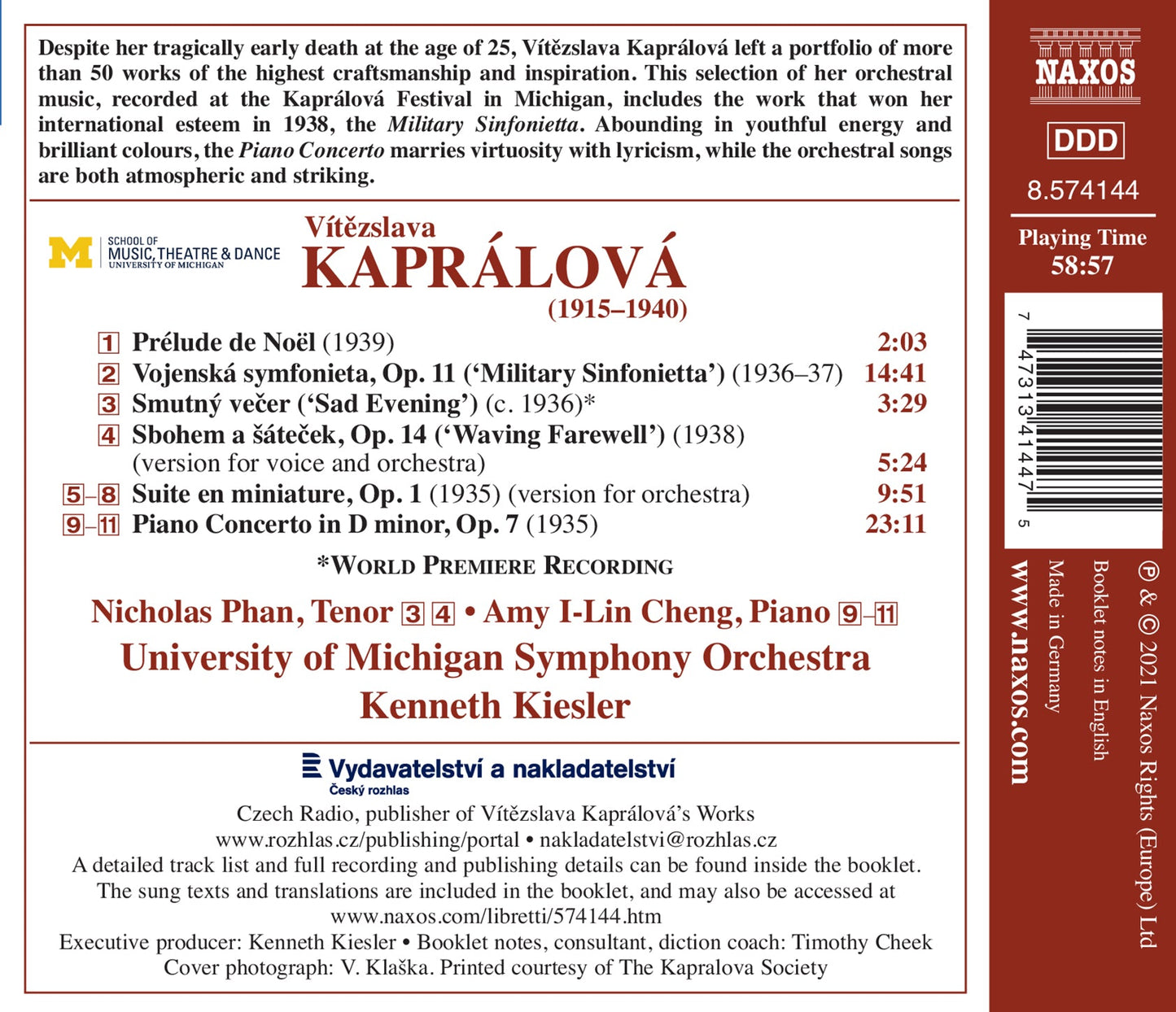 Kaprálová: Waving Farewell - Pre´Lude De Noe¨L - Military Si