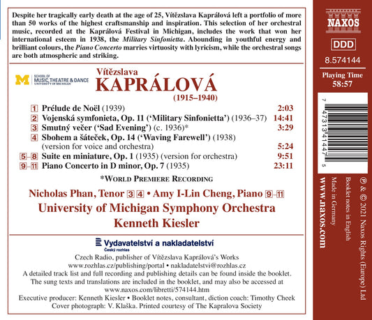 Kaprálová: Waving Farewell - Pre´Lude De Noe¨L - Military Si