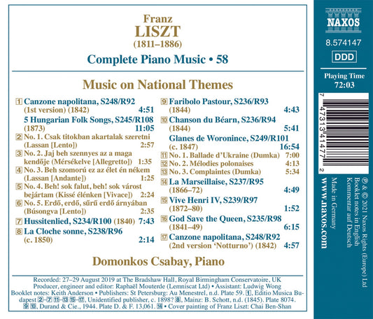 Liszt: Piano Works On National Themes