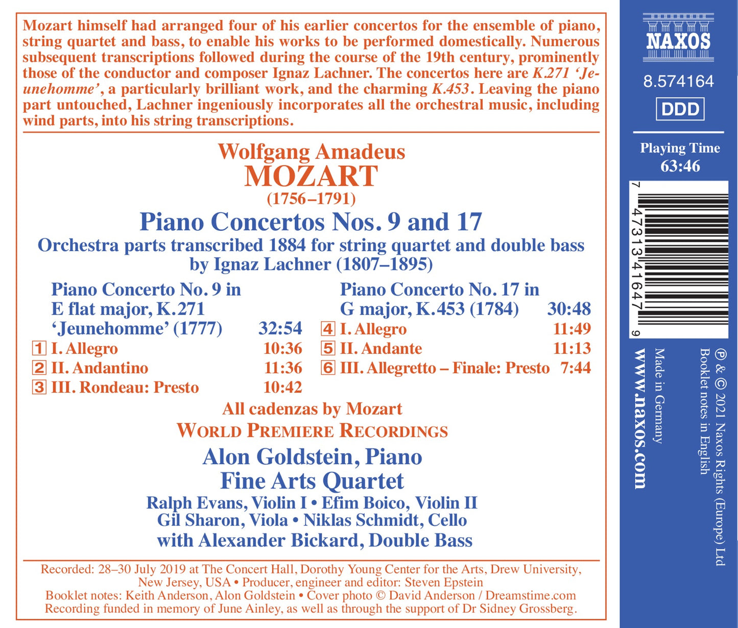 W.A. Mozart: Piano Concertos Nos. 9 & 17 (Arr. I. Lachner Fo