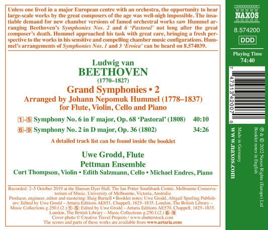 Beethoven: Grand Symphonies, Vol. 2 - Nos. 2 & 6 (Arranged B