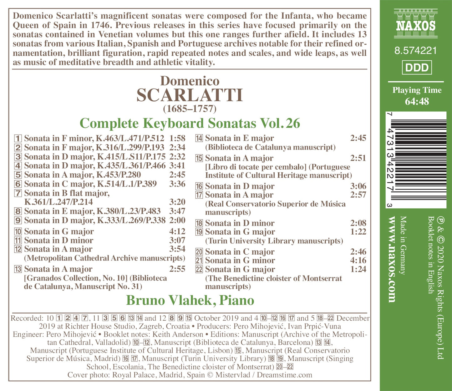 Scarlatti: Complete Keyboard Sonatas, Vol. 26