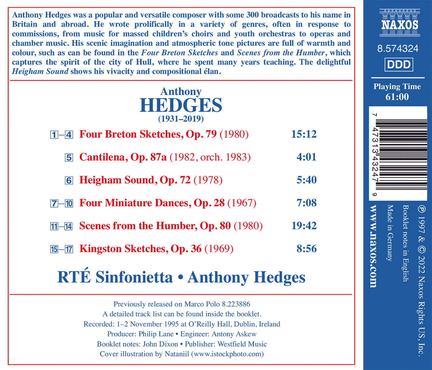 Hedges: Kingston Sketches; Four Breton Sketches; Cantilena;