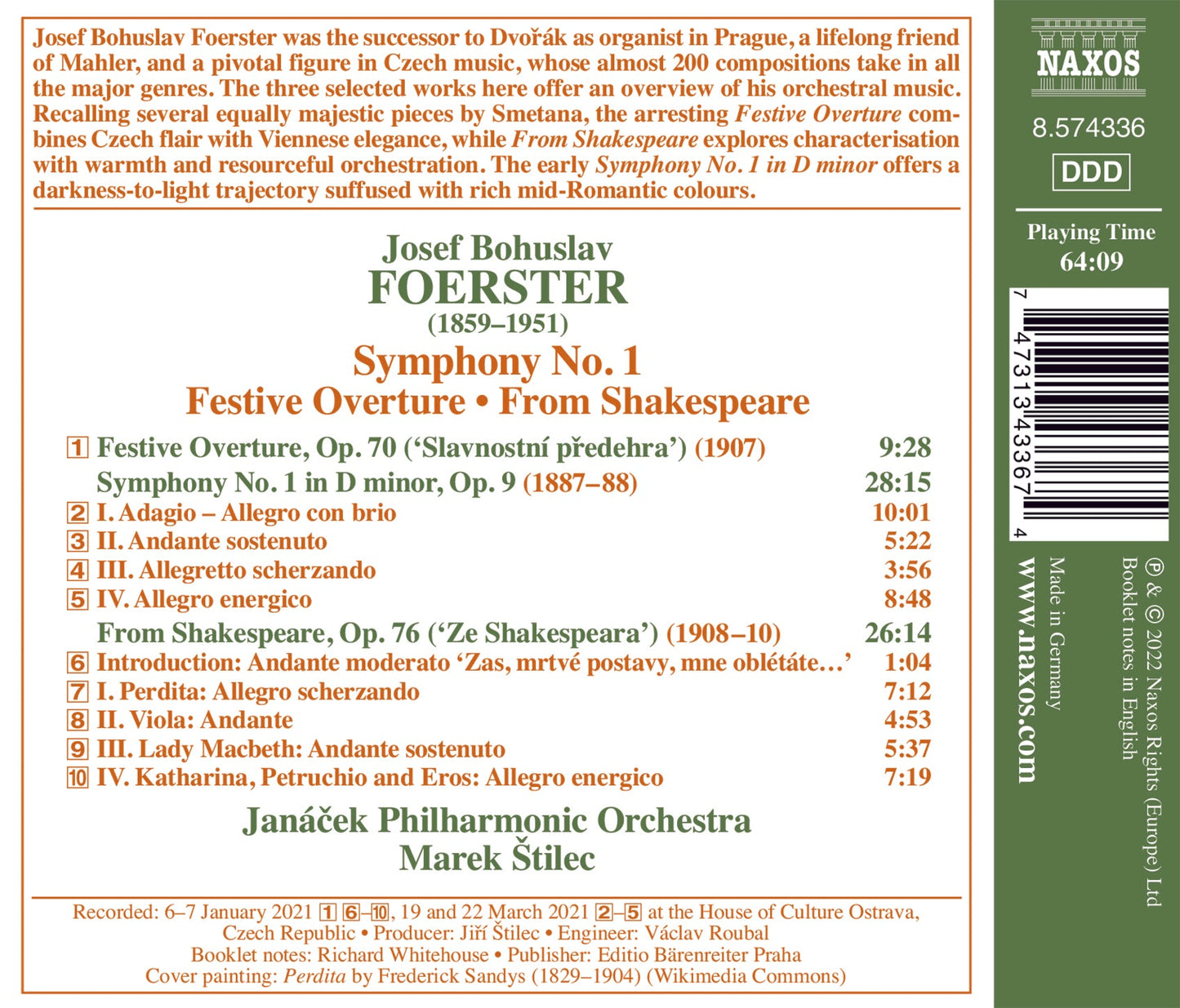 Foerster: Symphony No. 1; Festive Overture; From Shakespeare