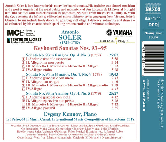 Soler: Keyboard Sonatas, Nos. 93-95