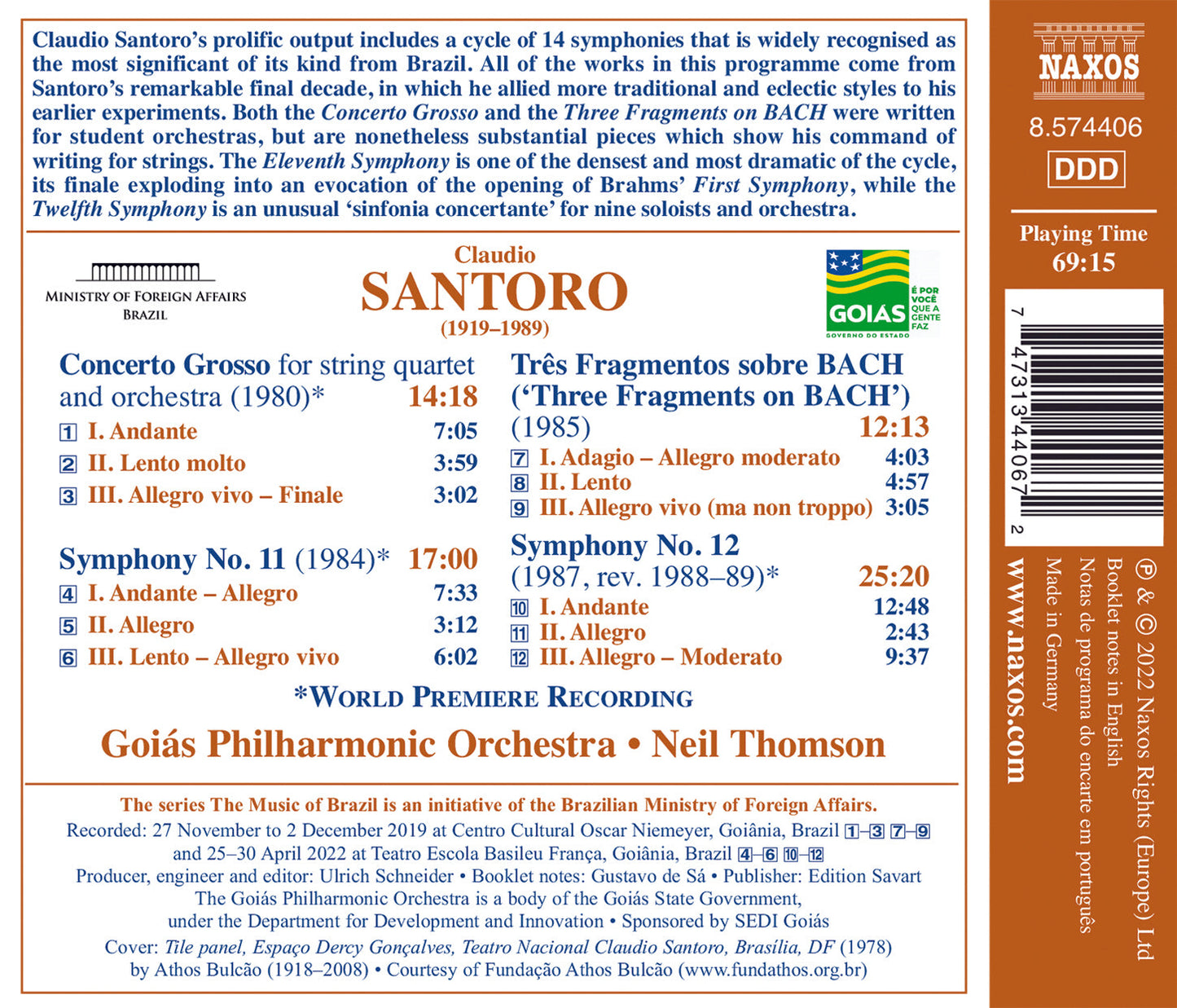 Santoro: Symphonies Nos. 11 & 12; Concerto Grosso; Three Fra