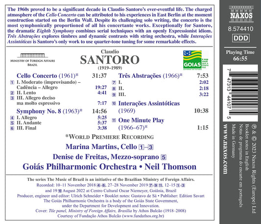 Santoro: Symphony No. 8; Cello Concerto; Tres Abstracoes; In
